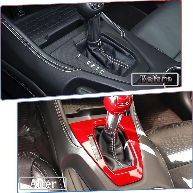 MUXEE Console Gear Shifter Panel Cover,for Ford Mustang 2024 2025 2026 - ABS Wine red Sport Style Automatic Gear Shift Head Panel Cover Accessories(for Automatic Gear Model)
