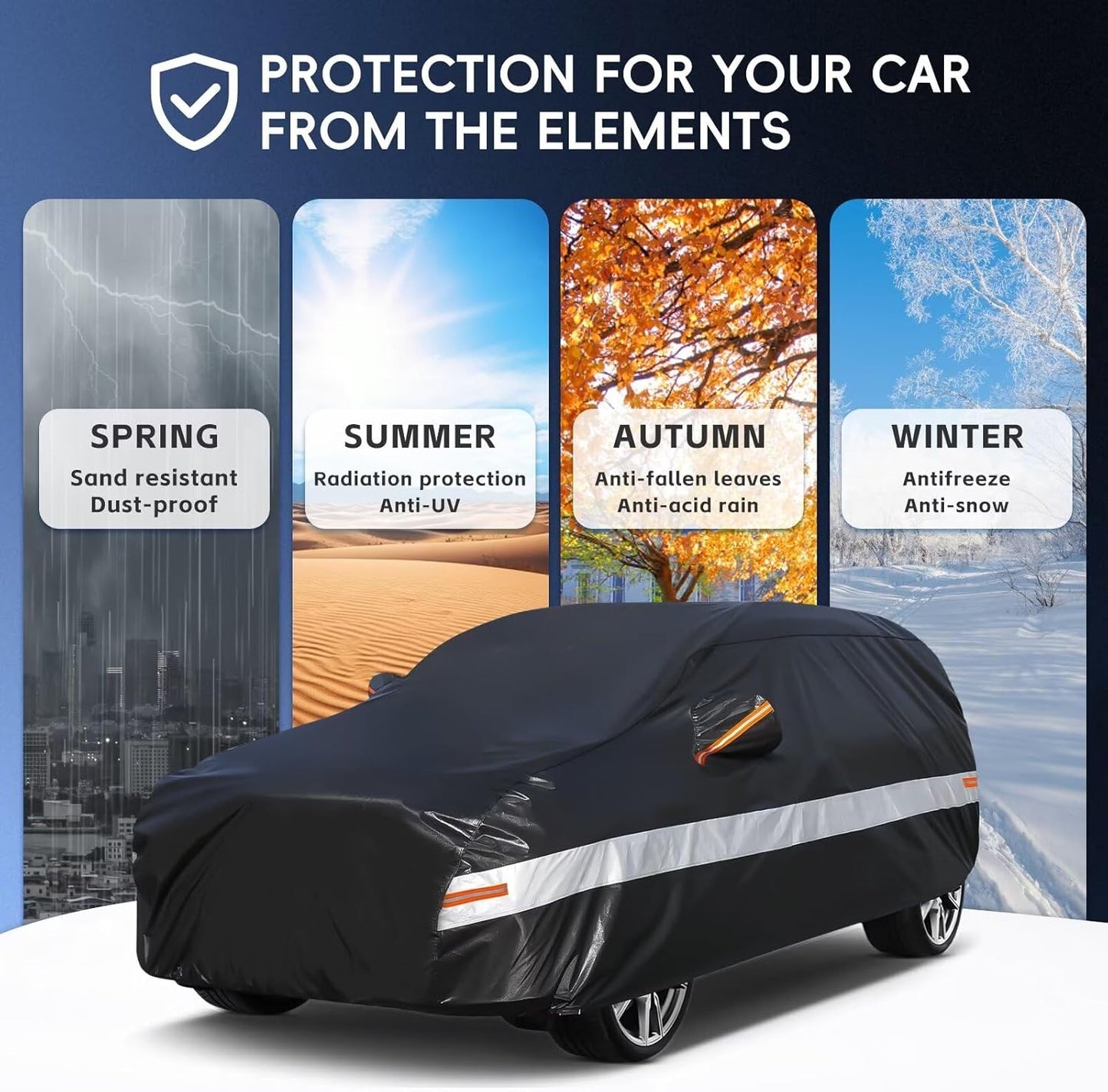 10 Layers SUV Car Cover Custom Fit for Infiniti QX50 QX55 (2021-2025), Waterproof All Weather for Automobiles, Outdoor Full Cover Sun Dust Rain Protection with Cotton. Black