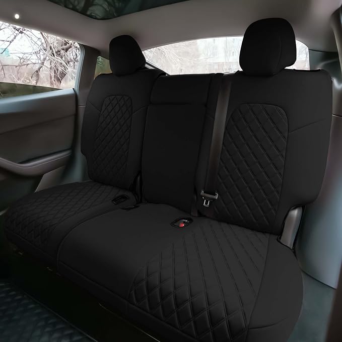 FH Group Custom Fit Car Seat Covers Specifically Made for 2020-2025 Tesla Model Y Ultraflex Neoprene Water Resistant Automotive Seat Covers - Full Set Black