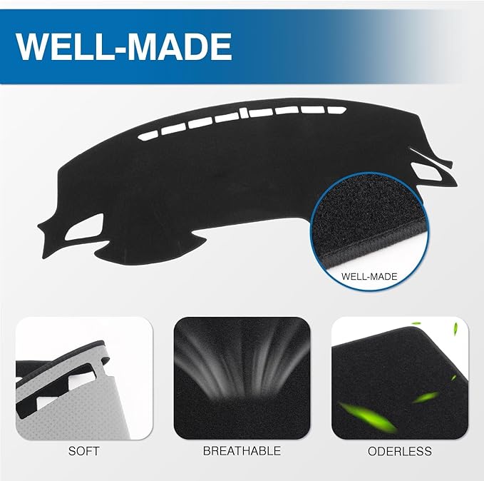 KUST Black Dash Cover Mat for Honda Civic 2016-2021 (Hatchback/Sedan/Coupe) Polyester Non-Slip Dashboard Cover Interior for Civic Accessories Sunshade Windshield Glare