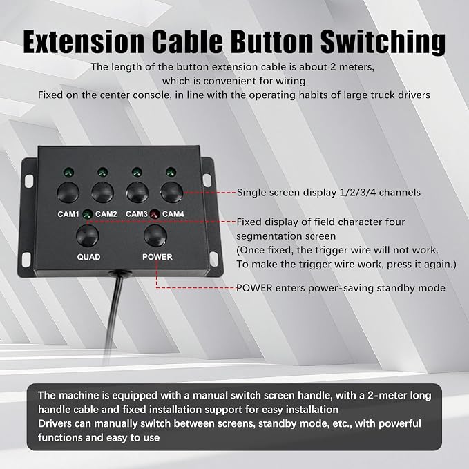 4 Channel Video Splitter Box, AHD 1080P 4 Camera Monitor System for Vehicle, Truck RV Bus Backup Camera Multiplexer with Wide DC 12V 24V Input, Video Switch Combiner for Safety Surveillance