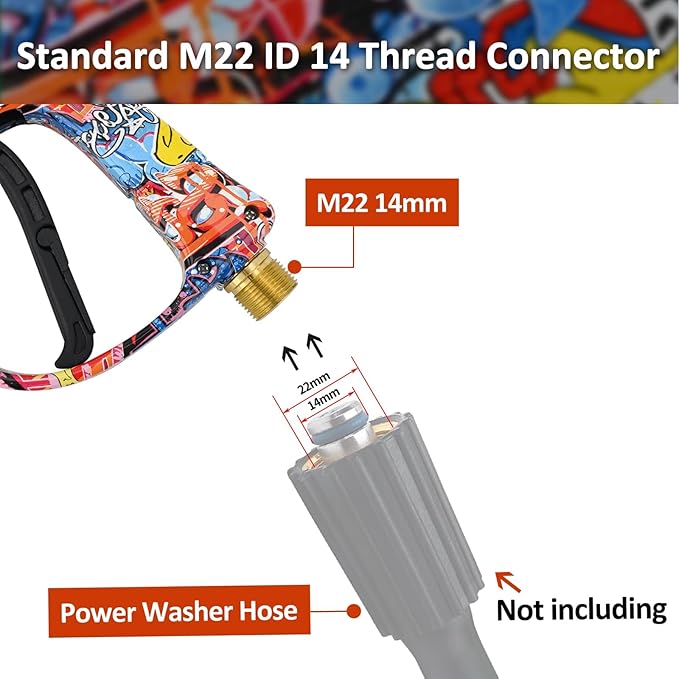Bear Force High Pressure Washer Gun 3000 PSI Max, Power Washer Short Gun M22-14mm, Pressure Washer Aluminium Foam Cannon with 1/4 Inch Quick Connector