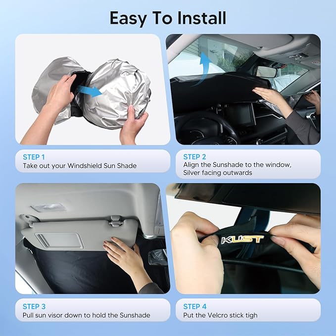 KUST Windshield Sun Shade for 2022-2025 2026 Kia Carnival Accessories Front Window Shade Sun Visor Cover Sun Protector Foldable Blocks UV Rays Keep Your Car Cooler