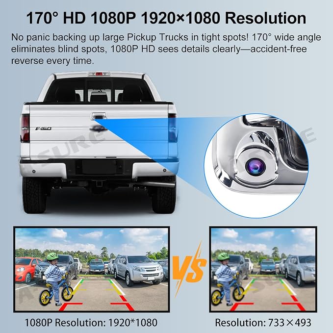 ASURE Tailgate Handle Backup Camera for Ford F150 2004-2014 - 1080P HD 170° Wide Angle Rear View Camera, IP68 Waterproof, Starlight Night Vision, Easy Install Kit for F250-F550 Super Duty 2008-2016