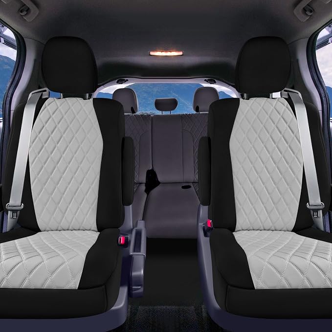 FH Group Custom Fit Car Seat Covers Specifically Made for Toyota Sienna 2021-2024, Gray Ultraflex Neoprene 2nd Row Set Automotive Seat Covers, 7 Seater SUV Seat Covers, Toyota Accessories