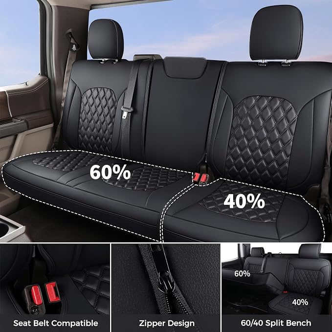 Huidasource 2018-2026 Wrangler Seat Covers 4 Door, Waterproof Leather Wrangler Seat Cover Full Set, Custom Fit for Jeep Wrangler JL 4-Door, Without Rear Cupholder (Full Set/Pure Black)
