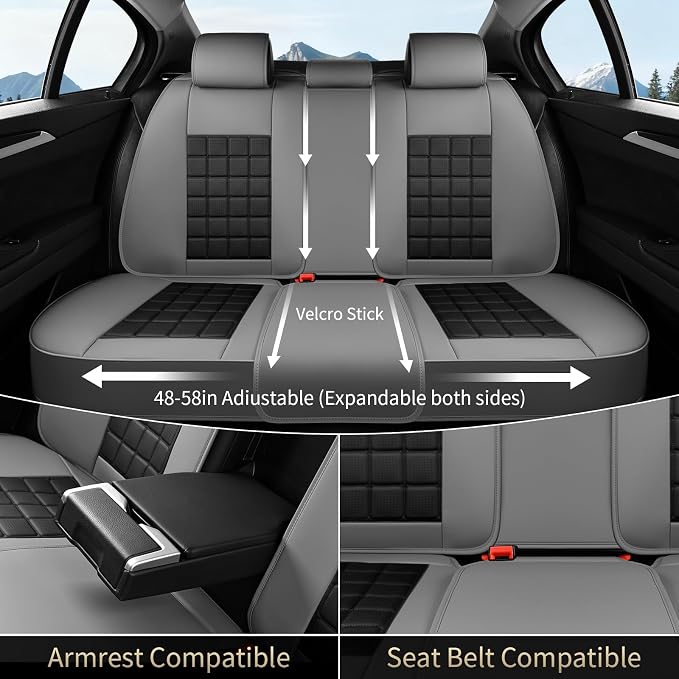 FLORICH Seat Cover, Car Seat Covers Full Set, Waterproof Leather Car Seat Protector 5 Seats, Front and Rear Seat Covers for Cars, Breathable Automotive Seat Covers Protector Fit for Most Cars Trucks