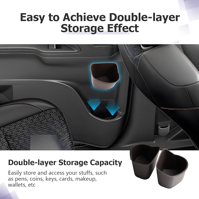 LUWU 2021-2026 Toyota Sienna Center Console Cup Holder Insert, Rear Seat Door Side, Silicone, Brown