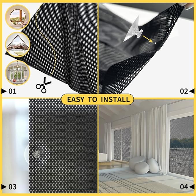 SCHRLING No Drill Cordless Light Filtering Window Shade, 63" W x 118" L with Suckers, for Living Room, Bedroom