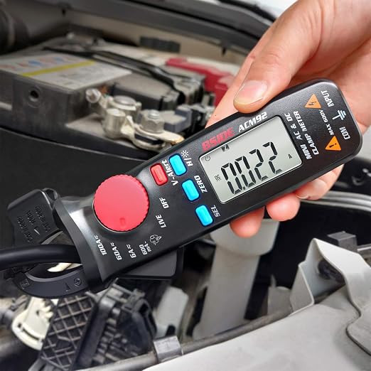 BSIDE DC Current Clamp Meter 6000 Counts Digital Multimeter Amp Continuity Ohm Hz Live Check V-Alert Voltage Tester with Back Clip