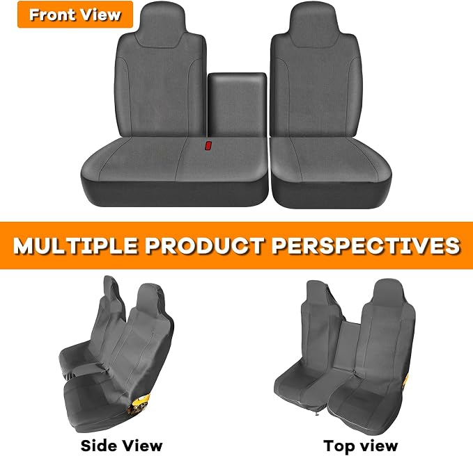 Truck Seat Cover Compatible with 2006-2024 2025 Isuzu NPR Front 40/60 Split Bench Seat Cover (Charcoal, 2006-2025)