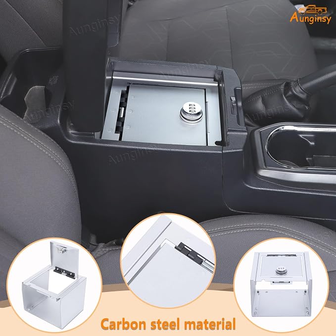 Car Center Console Lock Safe Box Armrest Storage Compatible with Toyota Tacoma 2016-2023 Center Console Lock Box Armrest Security Organizer Tray Vault with 3 Digit Combo Password Insert Accessories