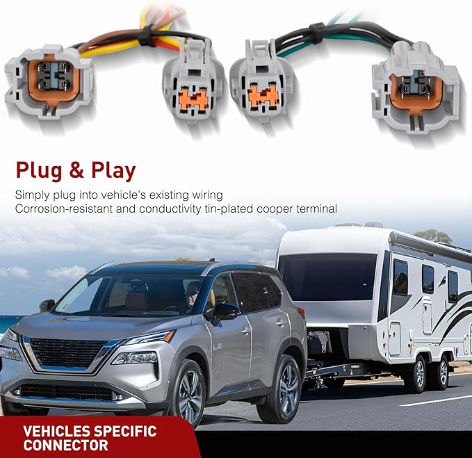 Nilight 4 Pin Trailer Wiring Harness Kit 56459 Vehicle Standard 4 Way Connector Custom for 2021 2022 2023 2024 2025 Nissan Rogue Simple Fit Tow Hitch Harness