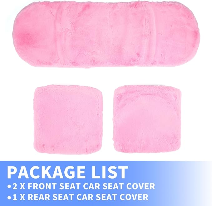 X AUTOHAUX Universal Car Seat Cover Set Car Seat Cushion for Front Rear Seat Shearling Wool Seat Mat Pink 1 Set