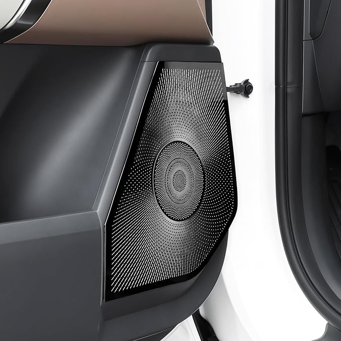 Stainless Steel Car Door Speaker Cover Car Interior Chrome Car Door Speaker Decor Cover Set Compatible with Kia SELTOS 2027 Accessories(Black)