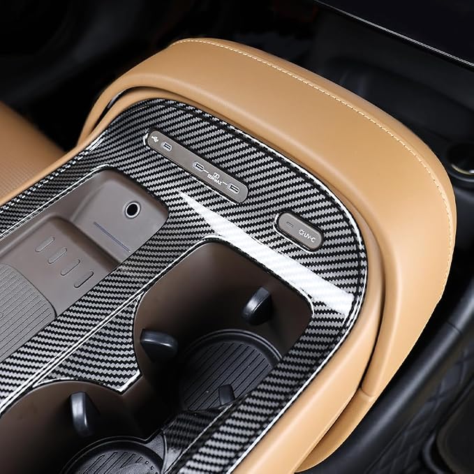 Car Center Console Gear Shift Panel Cover & Water Cup Holder Frame Trim - Compatible with Hyundai Palisade 2026 7-Seat Accessories-Carbon Fiber Pattern