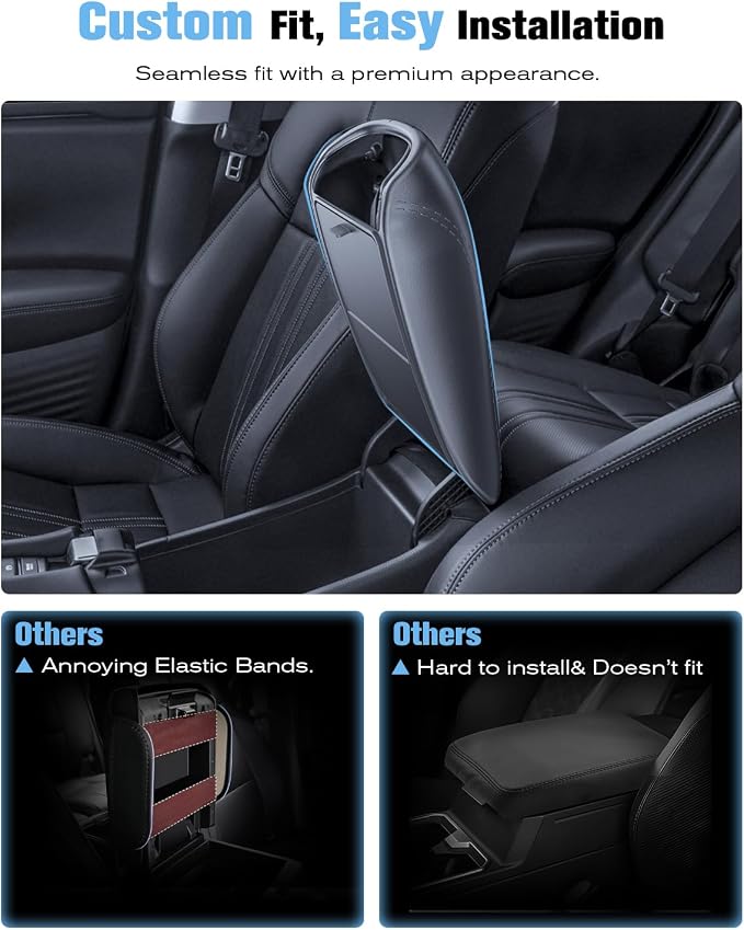 For 2023~2026 Honda HR-V 2-in-1 Silicone Center Console Armrest Cover& Armrest Hidden Privacy Tray - [OEM Design& Friendly Liquid Silicone Rubber] - Thin Black