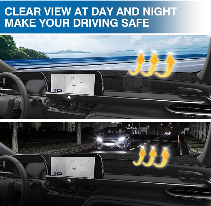 KUST Black Dash Cover Compatible with Toyota Crown 2023-2026 (with HUD) (NOT fit Crown Signia) Polyester Dashboard Cover Non-Slip Dash Protector Accessories for Crown Custom Fit Dash Mat No Glare