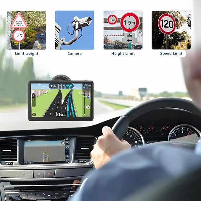 7-Inch Touch Screen GPS Navigation for Car, Truck and RV with 2025 Maps - Speed and Red Light Warning Alerts - Free Lifetime Map Updates