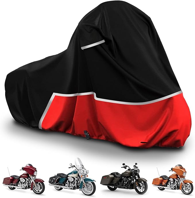 Harley Davidson Touring Motorcycle Cover - 420D Oxford Cloth, Waterproof for Snow, Rain & Dust Protection, Fits Electra Glide, Road King, Street Glide & CVO Models