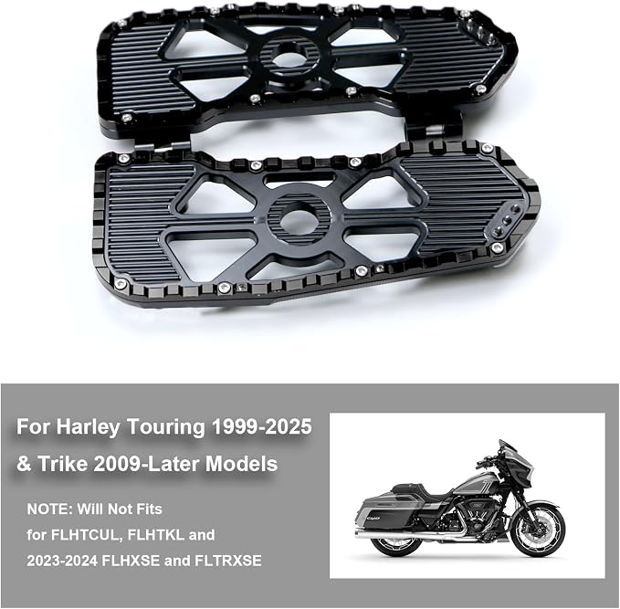 Foot Pedal Floorboard for Harley Touring/Road King/Road Glide/Street Glide/Electra Glide/CVO Tri Glide 1999-2025 & 2009-Later Trike Models (Black)