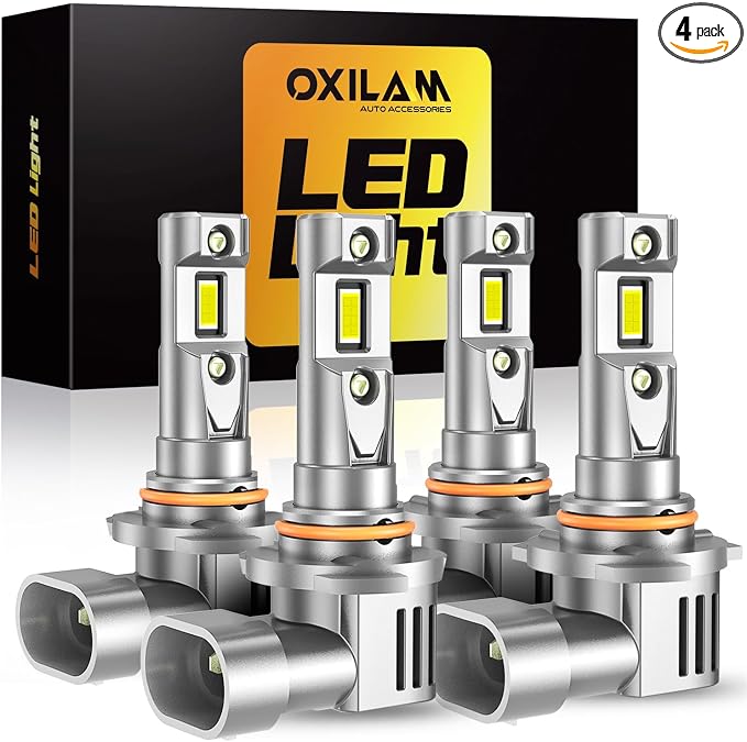 OXILAM Upgraded 9005 9006 Bulbs Combo, 100,000LM 6500K Cool White Super Bright Fog Light Bulbs for Halogen Replacement, Plug and Play, IP68, Pack of 4