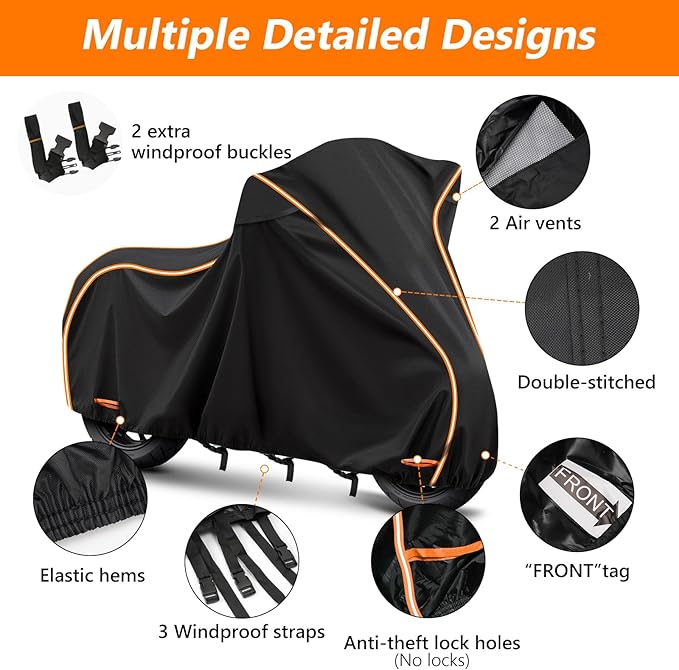 420D Waterproof Motorcycle Cover for Honda Africa Twin,CRF250f, CRF300l and NC750X/CB500X/XR150, Outdoor Bike Cover Windproof Heavy Duty Waterproof All Weather Protection