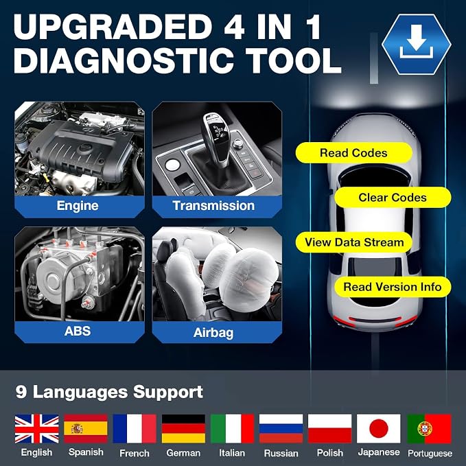 2026 Launch CRP123 V2.0 OBD2 Scanner, Engine, ABS, SRS, Transmission Code Reader Car Diagnostic Scan Tool, Full OBDII Modes Automotive Scanner, Live Data Stream Graph, Lifetime Free Update