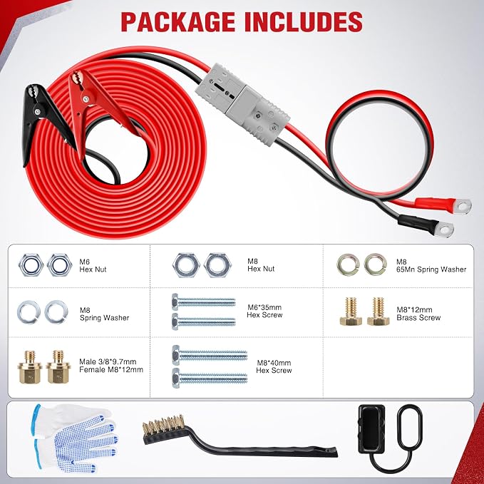 Nilight 1 Gauge 30 Feet Heavy Duty Jumper Cables 900 Amp Booster Battery Cables with Permanent Installation kit and Quick Connect Plug Includes Carrying Bag for 12V & 24V Cars SUVs and Trucks
