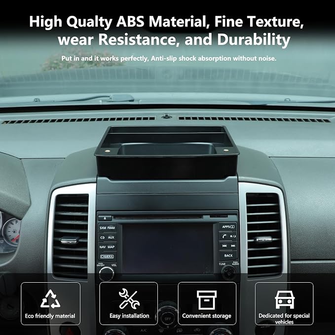 Car Dashboard Storage Tray Compatible with Nissan Frontier 2009-2017 ABS Dashboard Non-Slip Storage Organizer Tray with Phone Holder Mount Interior Accessories (Style A)