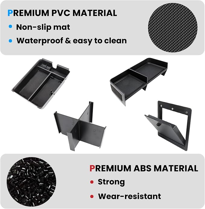 4PCS Center Console Organizer Compatible with 2023-2026 Honda Pilot/2026 Honda Passport Armrest Storage Box Divider Storage Tray & Insert Hidden Storage Box Interior Accessories