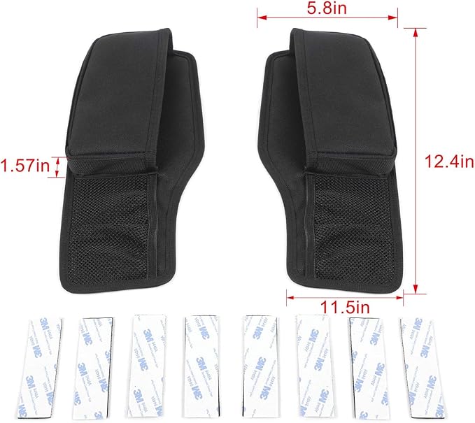 CheroCar for Mustang Gear Storage Bag Console Side Pockets Auto Transmission Side Organizer for Ford Mustang 2010-2014, Interior Accessories, Black, 2Pack