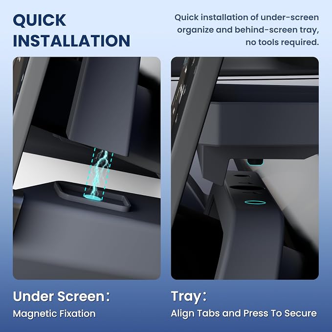 Upgrade for Model Y Juniper & Model Y L Under Screen Storage Organizer 2025-2026, Model 3 Highland Center Console Organizer 2024-2026 Model Y Accessories with Behind Screen Tray,White