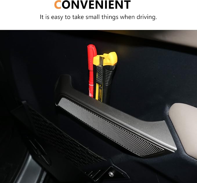 Front Door Handle Storage Tray Organizer Box for 2021 2022 2023 2024 2025 New Ford Bronco 2/4 Door Interior Accessories Inner Side Doors Handle Armrest Grab Insert Pocket Black 2 Pack