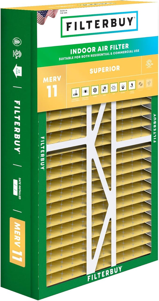 Filterbuy 17.5x27x5 Air Filter MERV 11 Superior Pet & Allergy Defense (1-Pack), Pleated HVAC AC Furnace Filters for Trane Perfect Fit & American Standard (Actual Size: 17.13 x 26.13 x 4.97)