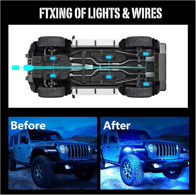 SHINIGHT 6-Pods RGB LED Rock Lights for Trucks,Bluetooth App Control | Multi-Color Bright Underglow Kits | Waterproof | Flashing Music Mode | For UTV/SUV/ATV/RZR