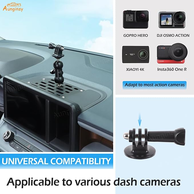 Car Center Console Dash Cam Mount Holder Compatible with Ford Maverick 2022 2023 2024, Auto Instrument Table Organizer Storage Tray Groove Panel Car Action Cameras Bracket for Video Record Accessories