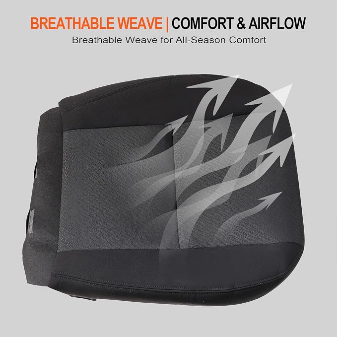 GXARTS Black Driver & Passenger Side Bottom Replacement Cloth Seat Covers Compatible with Chevy Silverado Tahoe Suburban Avalanche GMC Sierra Yukon 2007 2008 2009 2010 2011 2012 2013 2014