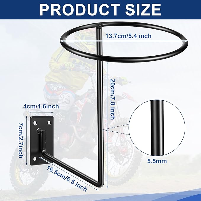 Potchen 3 Pack Helmet Hanger Wall Mount Motorcycle Helmet Rack Metal Ball Holder for Basketball Volleyball Football Multifunctional Display Hook Stand for Cap Hat Wig Riding Jacket Coat