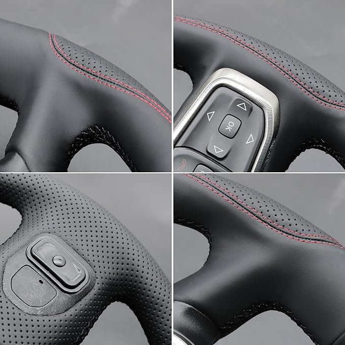 MEWANT Hand-Stitched Steering Wheel Cover Wrap for Dodge Ram 1500 2019-2023 Steering Wheel Accessories for Dodge Ram(Backsides Without Buttons)
