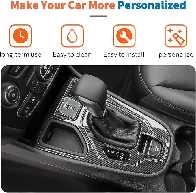 JeCar 2pcs Black Carbon Fiber Interior Trim Kit for 2019-2022 Jeep Cherokee Interior Accessories