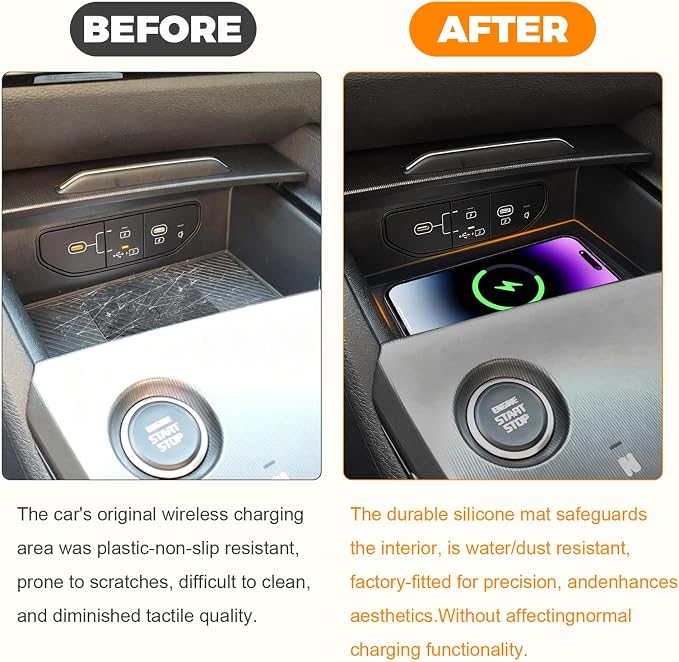Wireless Charging Anti-Slip Mat for 2026 Kia Sportage Hybrid/Plug-in Hybrid Accessories Wireless Charging Pad Cordless Charger Mat Heat Insulating Silicone Material(Not for Fuel Versions)