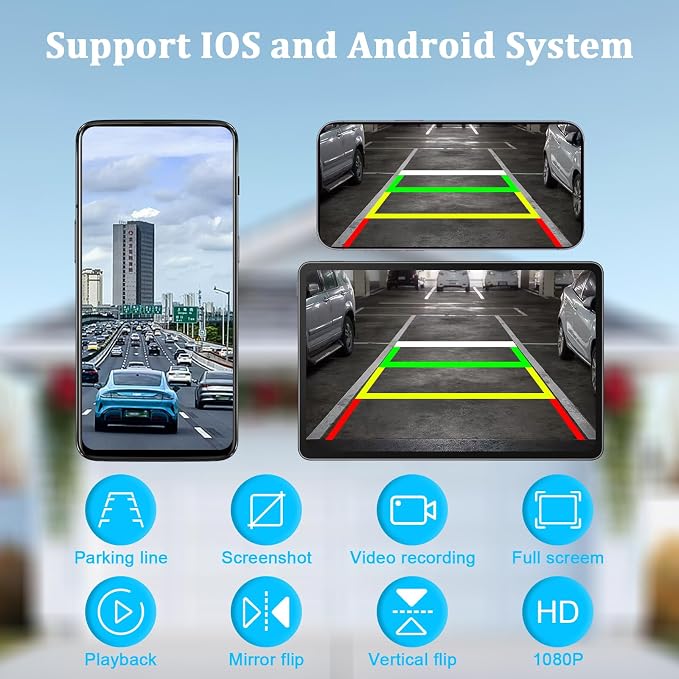 H10 WiFi Magnetic Solar Wireless Backup Camera Rechargeable Battery IP69 Waterproof 1080P Night Vision Rear View Camera No Wiring for Boat Travel Trailer/RV/Truck/Camper for iPhone iPad Android