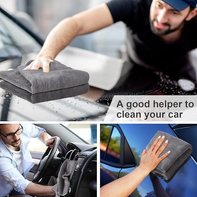 Shimeyao Edgeless Microfiber Plush Towels for Cars Detailing Drying Wash Polishing Absorbent Cleaning Cloths, 500 GSM