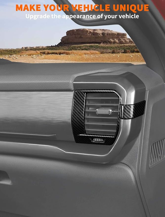 Savadicar Carbon Fiber Interior Accessories - Ac Vent Trim Cover for Ford F150 (2021-present) - Premium Texture Interior Decor Upgrade Option, 4-Piece Set