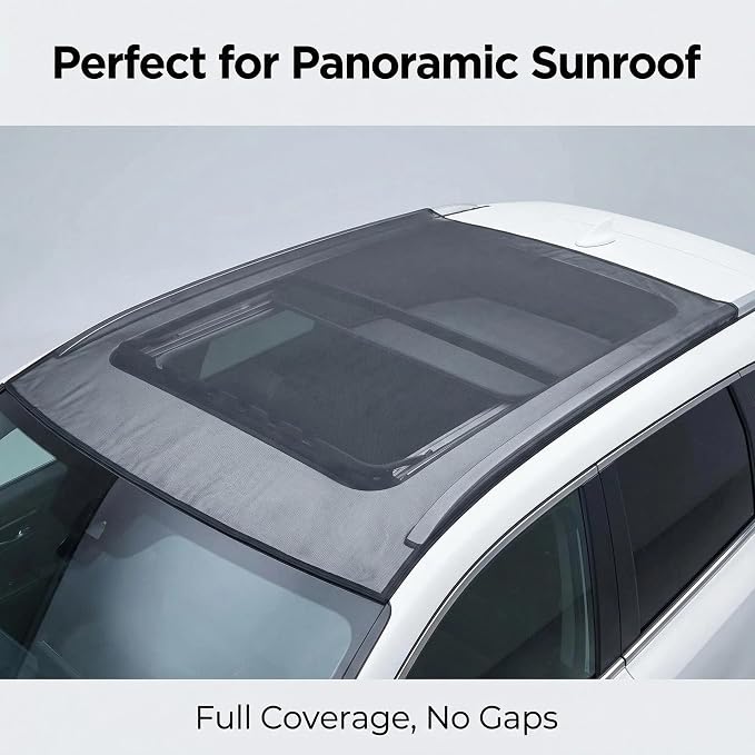 Magnetic Car Sunroof Shade Breathable Mesh, Car Window Shades for Camping, Sunroof Cover UV & Bug Protection, Car Camping Essentials for SUV Jeep, Quick Install Awning Side Windows Cover (49×39 inch)