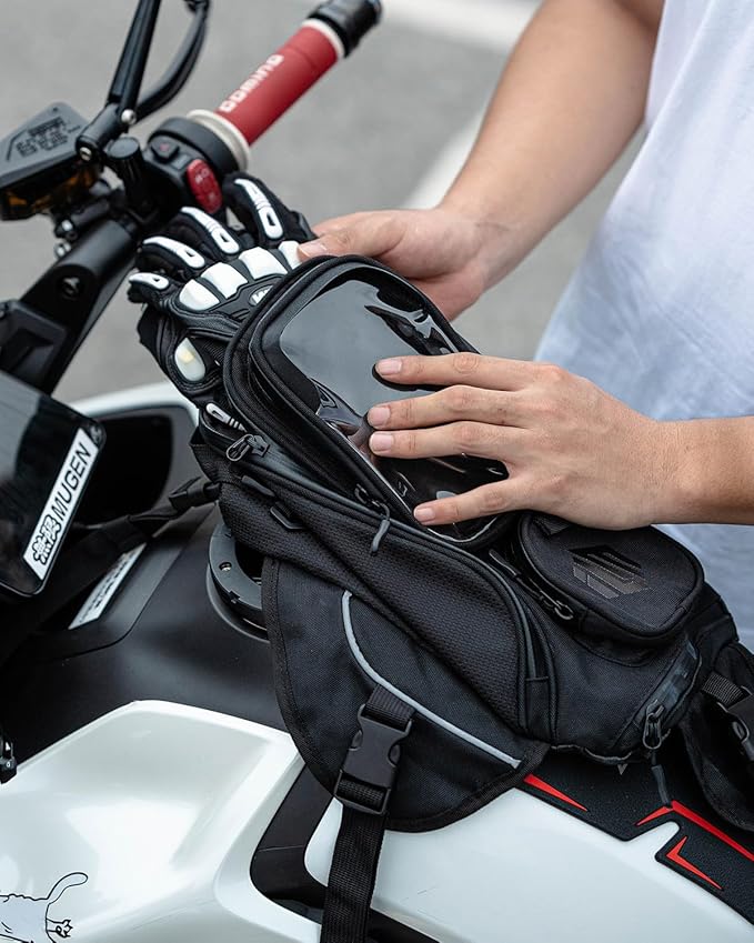 ILM Motorcycle Tank Bag Magnetic 4 Straps Reinforced Fastening Waterproof Touch Screen Phone Pouch Motorbike BT01