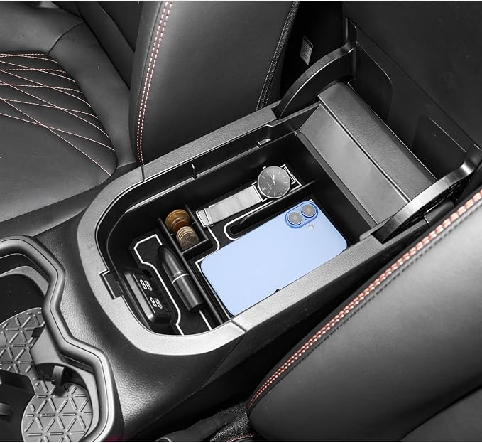 LUWU 2025 RAV 4 Center Console Organizer Compatible with 2019 2020 2021 2022 2023 2024 2025 Toyota RAV 4 Accessories Armrest Console Secondary Storage Box Insert Tray ABS Material White
