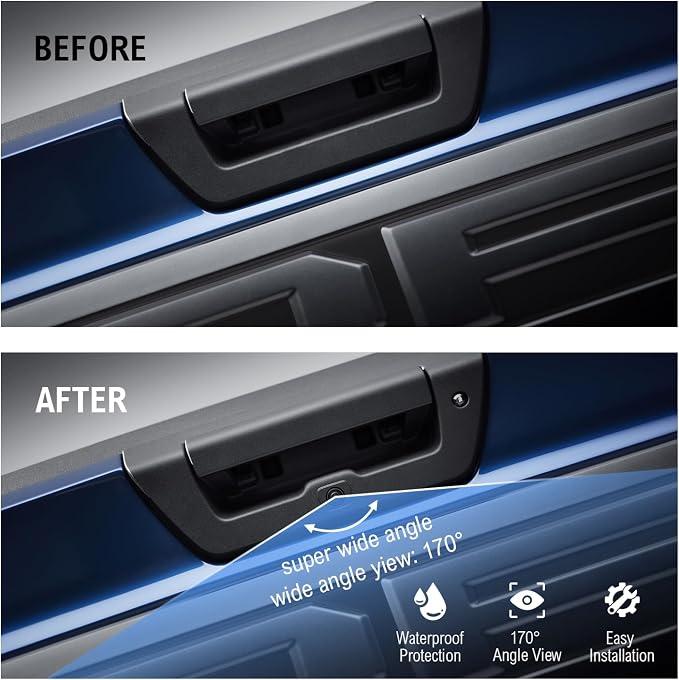 Tailgate Handle Backup Camera for Ford F150 Raptor 2015 2016 2017 Aftermarket Rearview Reverse Cameras for Pickup Truck Black with Night Vision/Waterproof/Parking Guideline