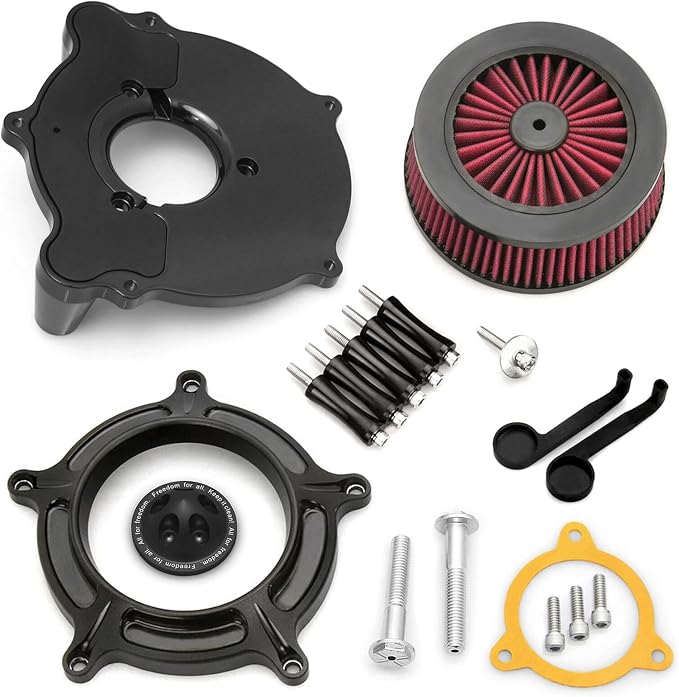 For harley air cleaner filter Sportster Softail Touring street road king glide Dyna for harley davidson air intake filters (OPS Black - Red Filter, C-For Touring 08-16, Softail 16-17)